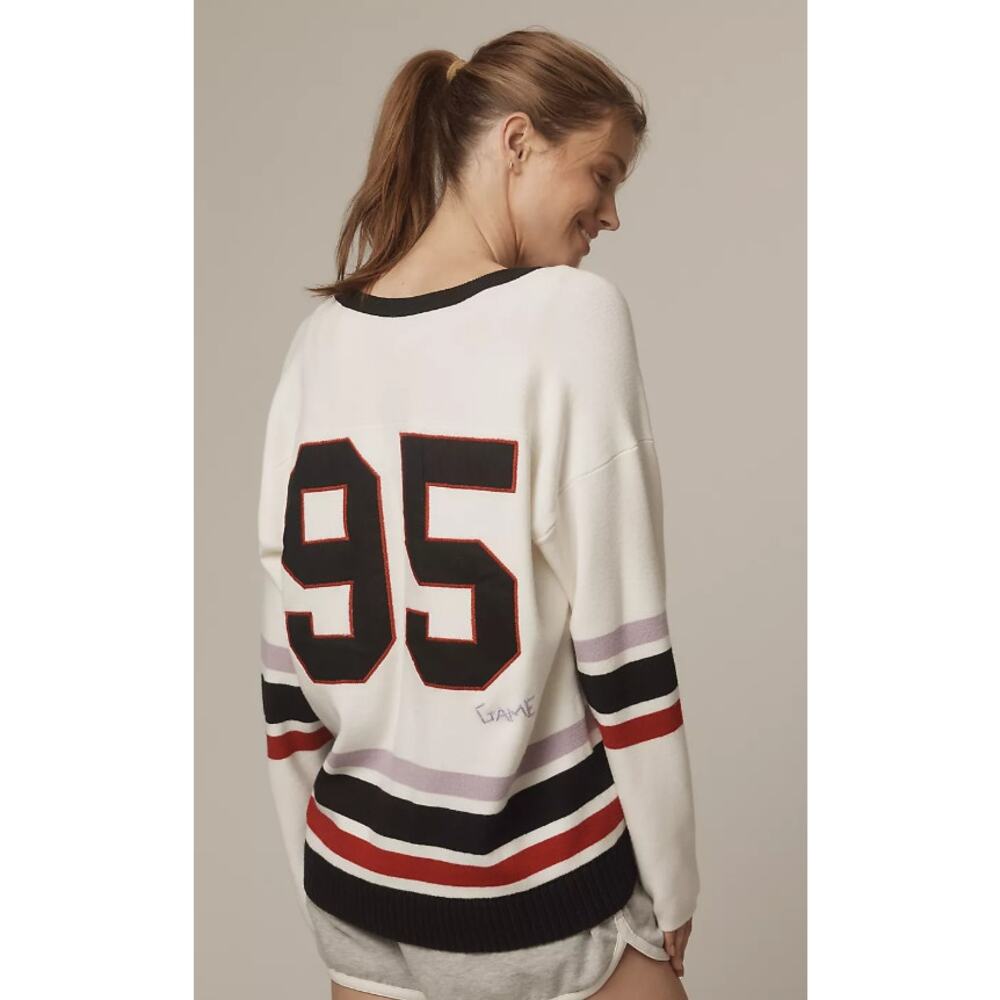 New Anthropologie Go Team Embroidered Henley Top - XL - Picture 2 of 3